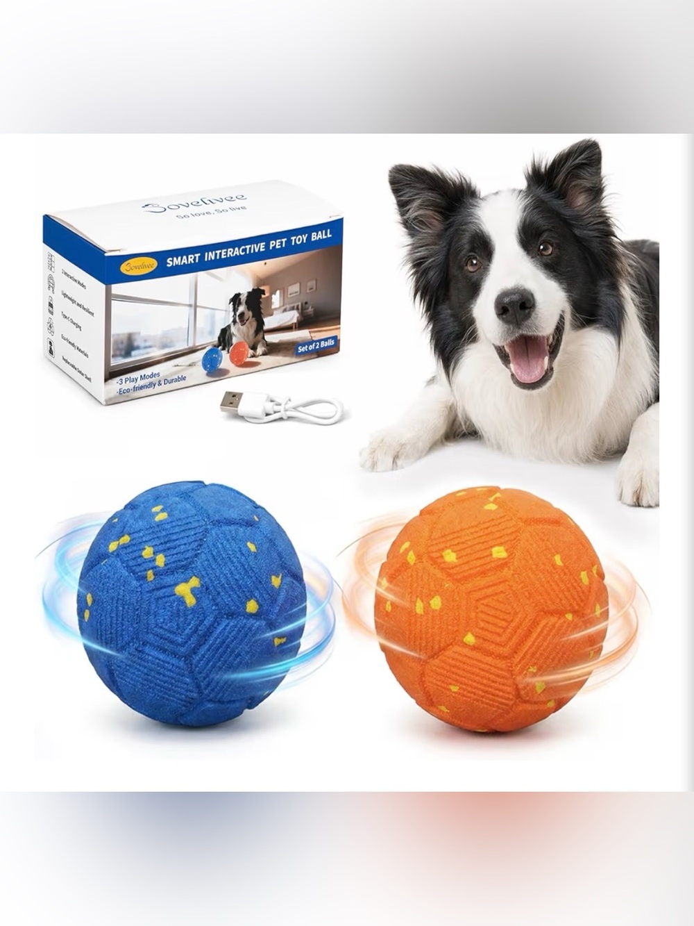 Smart Interactive Dog Toy Balls - Blue & Orange (Set of 2)